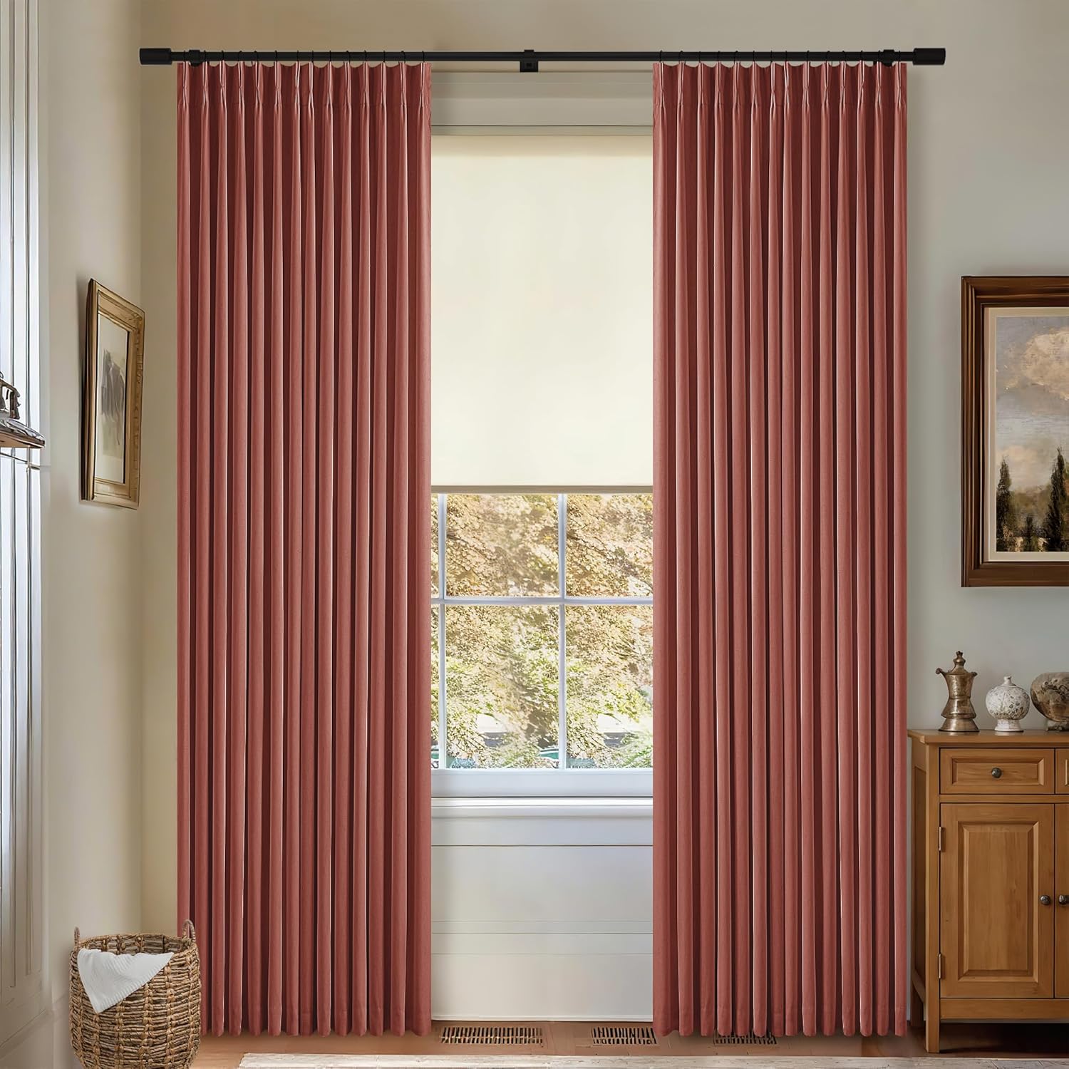 Terracotta Pinch Pleated Blackout Curtains for Elegant Rooms