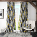Yellow and Grey Curtains Modern Striped 50% Blackout Panels - Soft