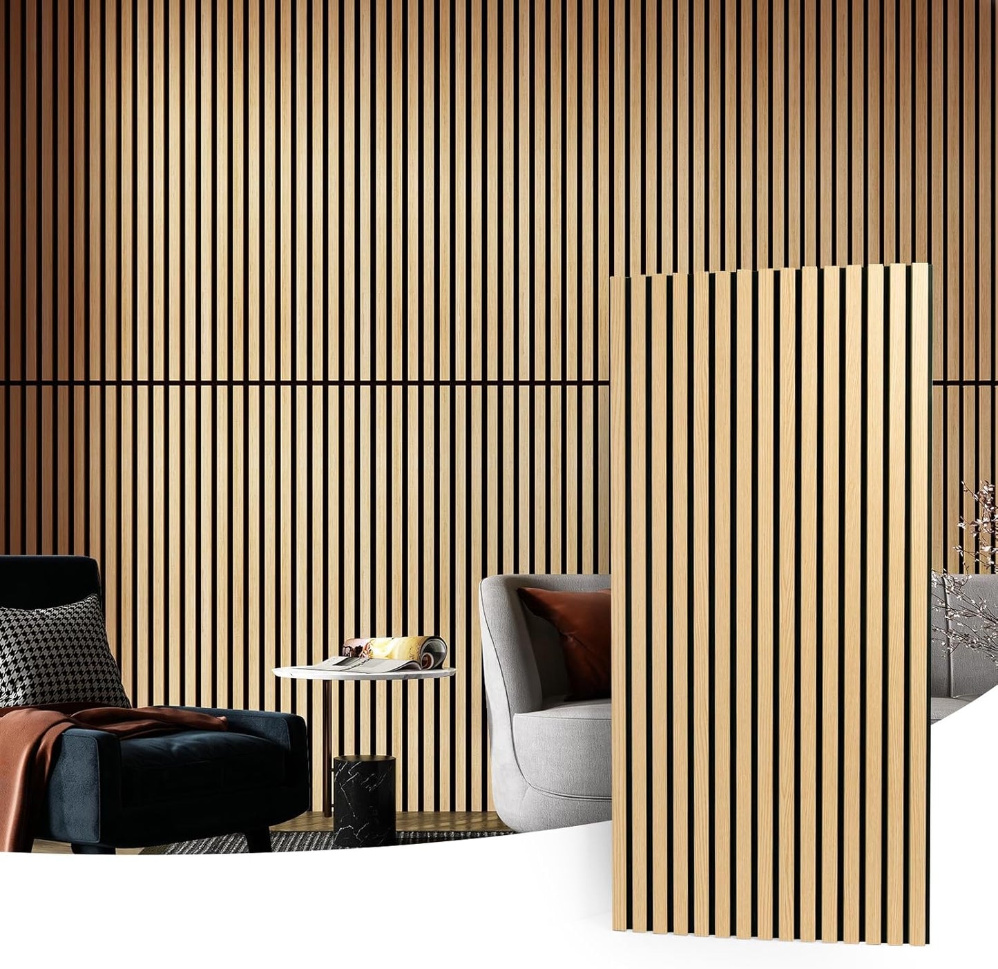 Art3d 4 Wood Slat Acoustic Panels for Superior Sound Absorption
