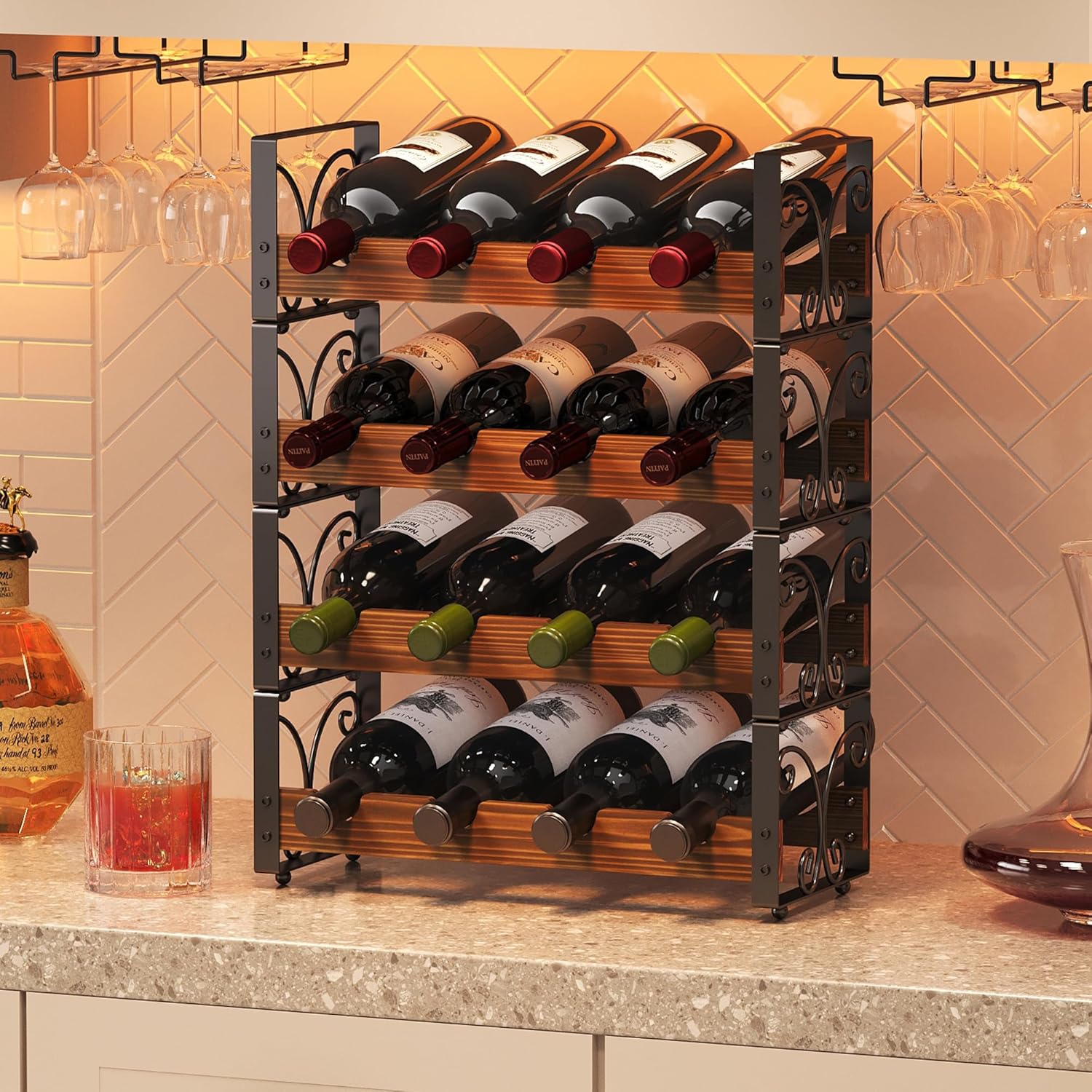 X-cosrack Wine Rack Freestanding Floor for Stylish Storage