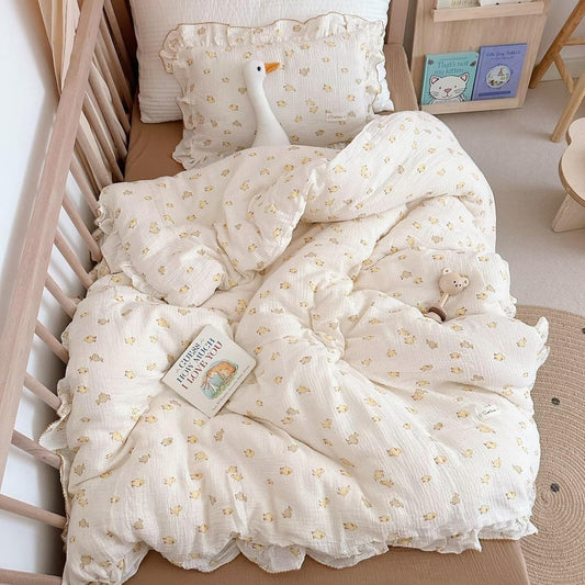 Soft Muslin Baby Duckling Print Duvet Cover for Toddler Beds