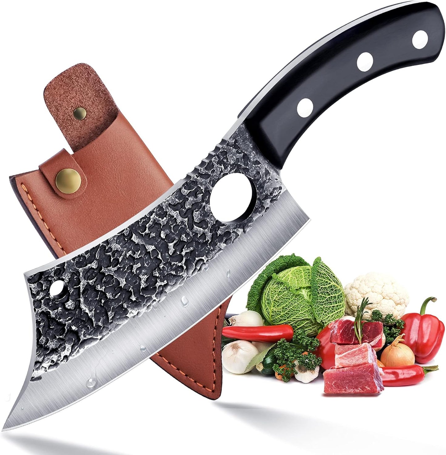 ROCOCO 6.3in Cleaver Butcher Knife for BBQ and Camping Use