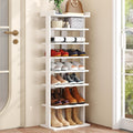 7-Tier Wood Shoe Rack Double Rows - Vertical Shoe Organizer for Narrow