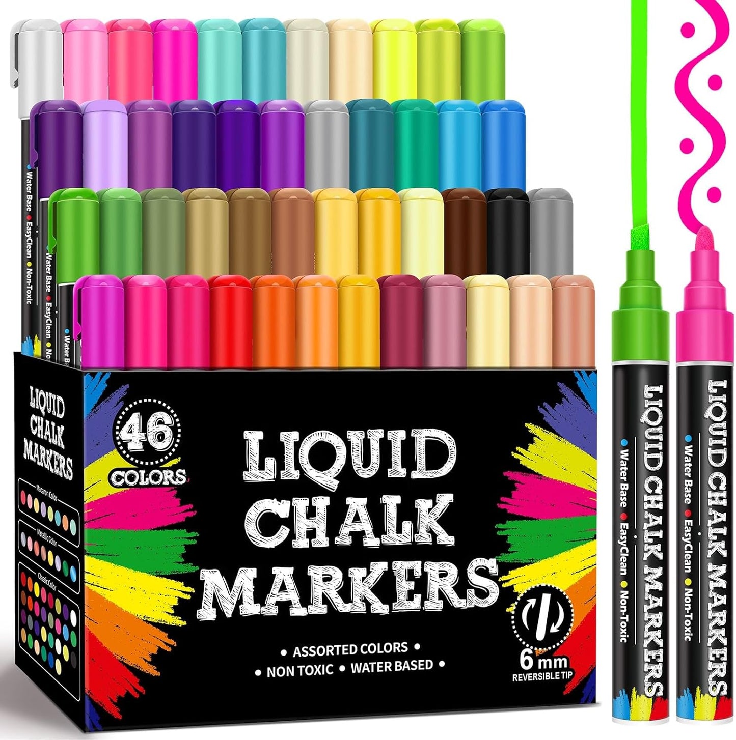 46 Pack Liquid Chalk Markers for Blackboard and More