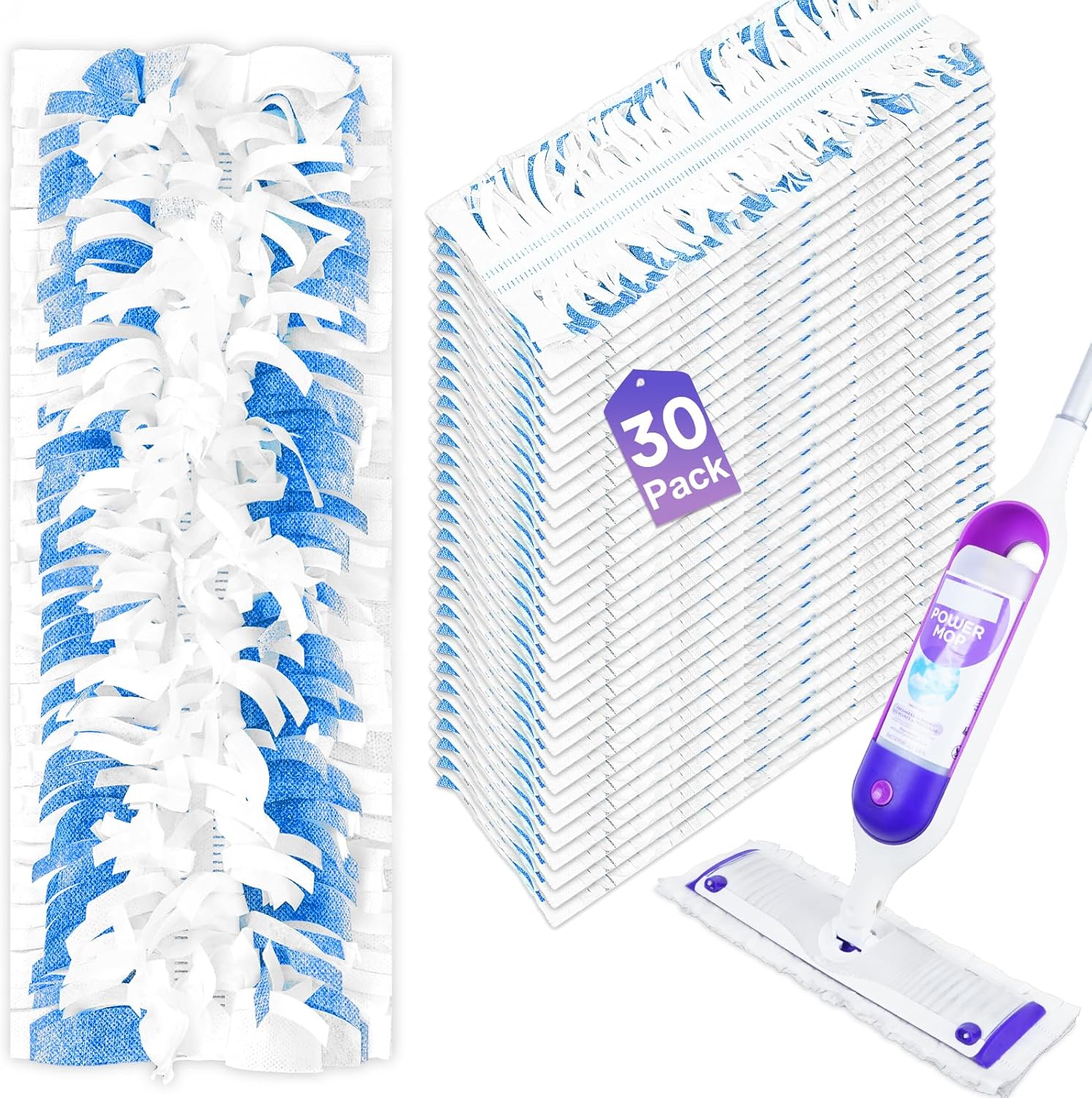30-Pack Purple Mop Pads for Swiffer PowerMop - Efficient Floor Cleaning