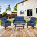 HUMMUH 4-Piece Patio Wicker Conversation Set - Cozy Outdoor Seating