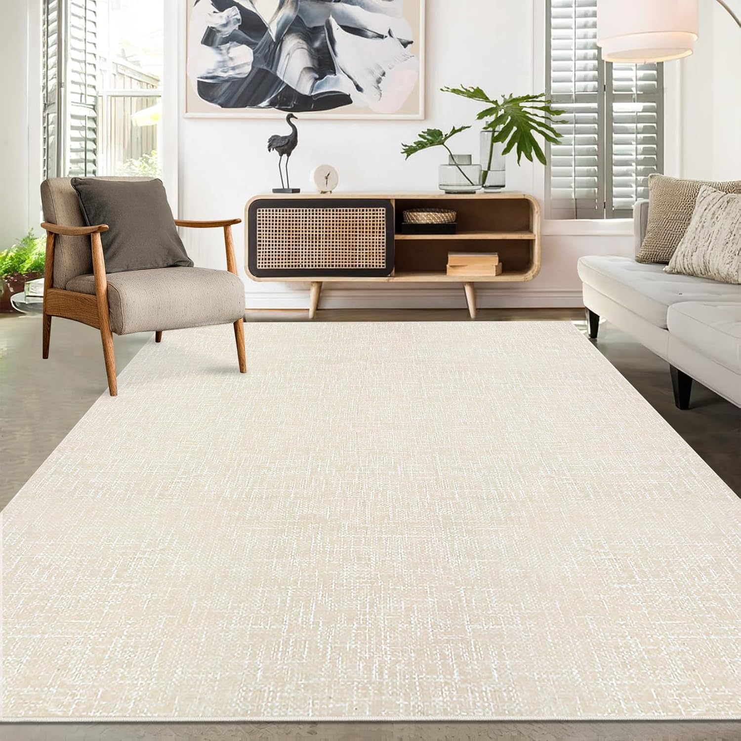 Modern Abstract Area Rug 9x12 Machine Washable Non-Slip Design