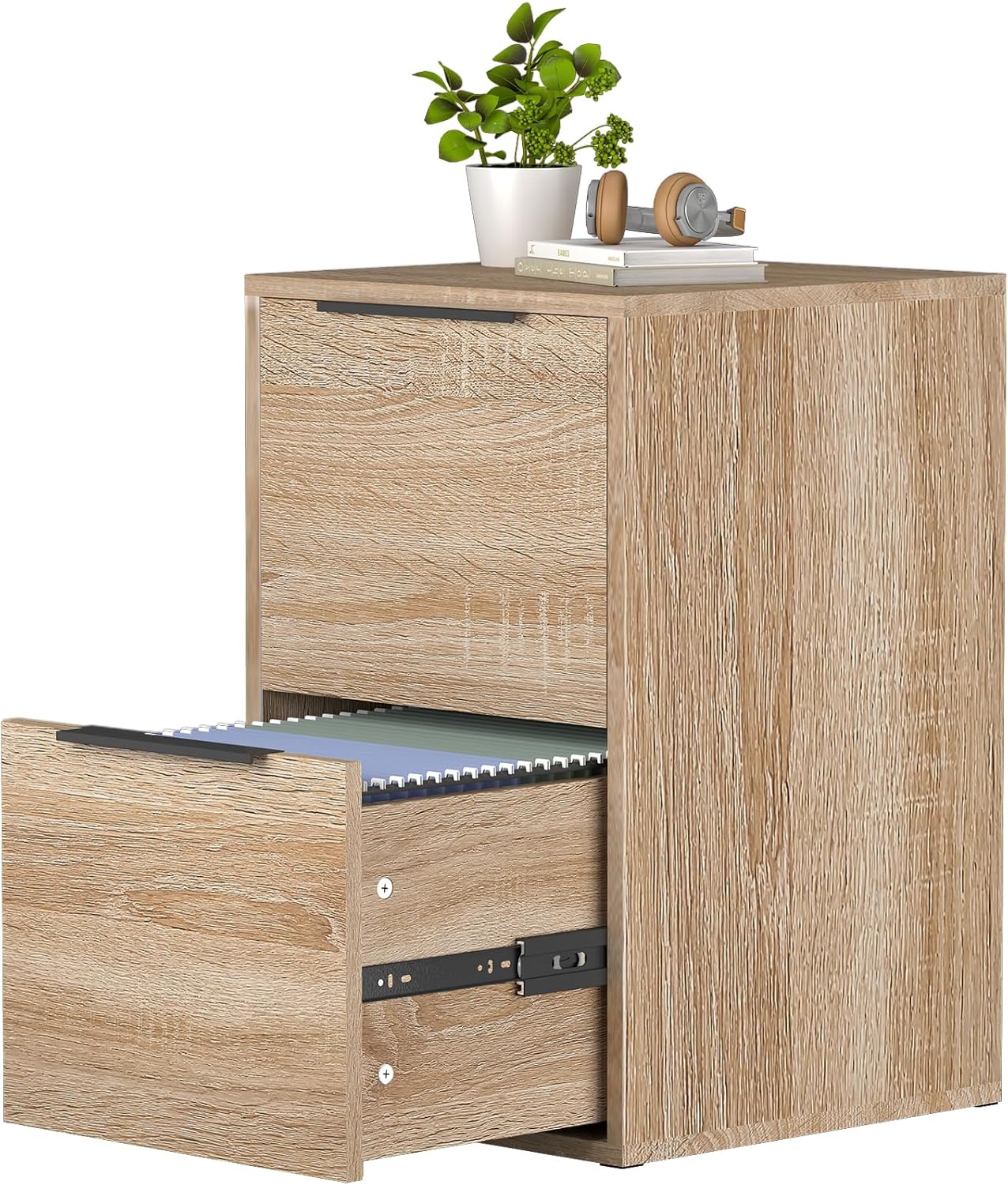 Wood File Cabinet with 2 Drawers for Home Office Storage