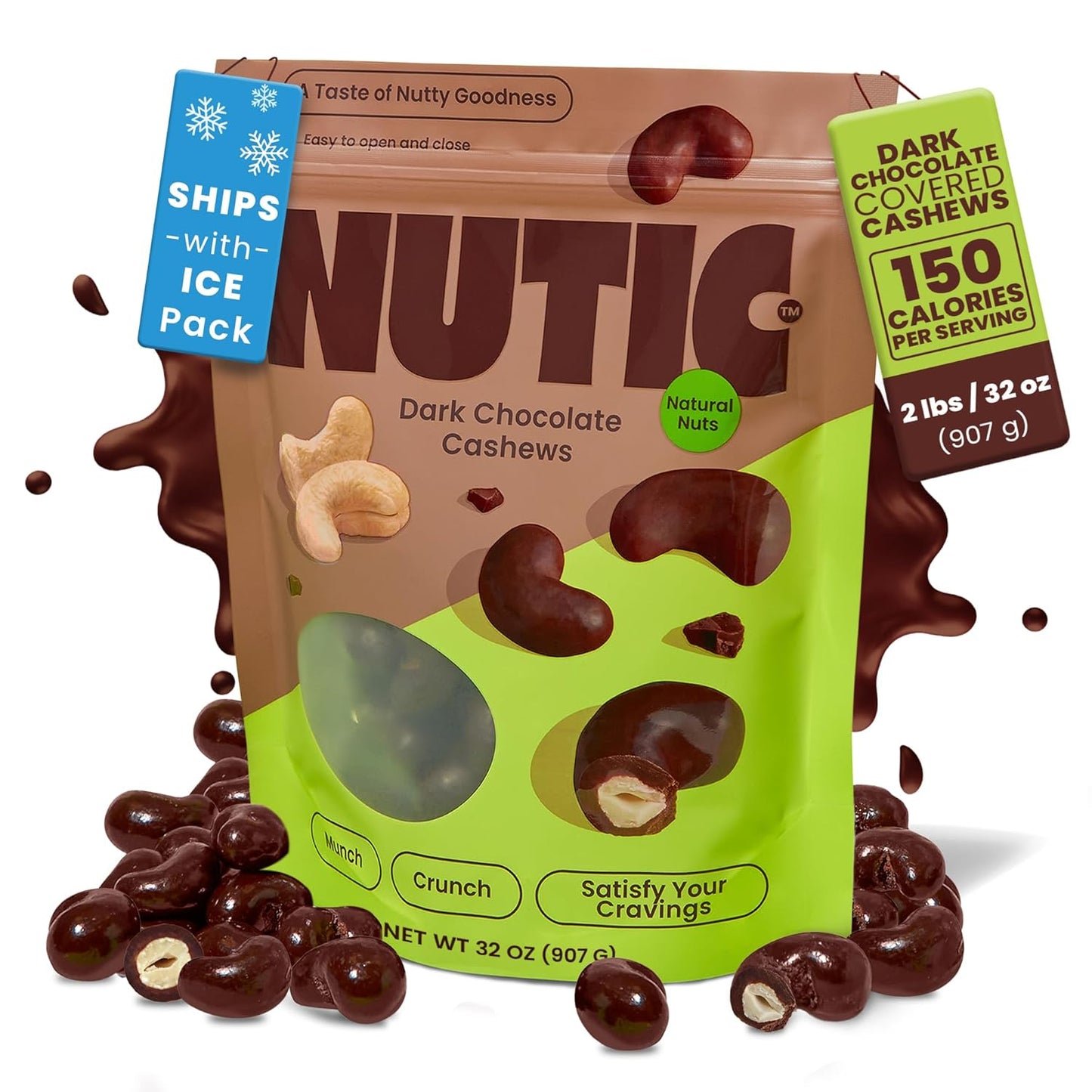 Nutic Dark Chocolate Covered Cashews - Irresistibly Rich Treats
