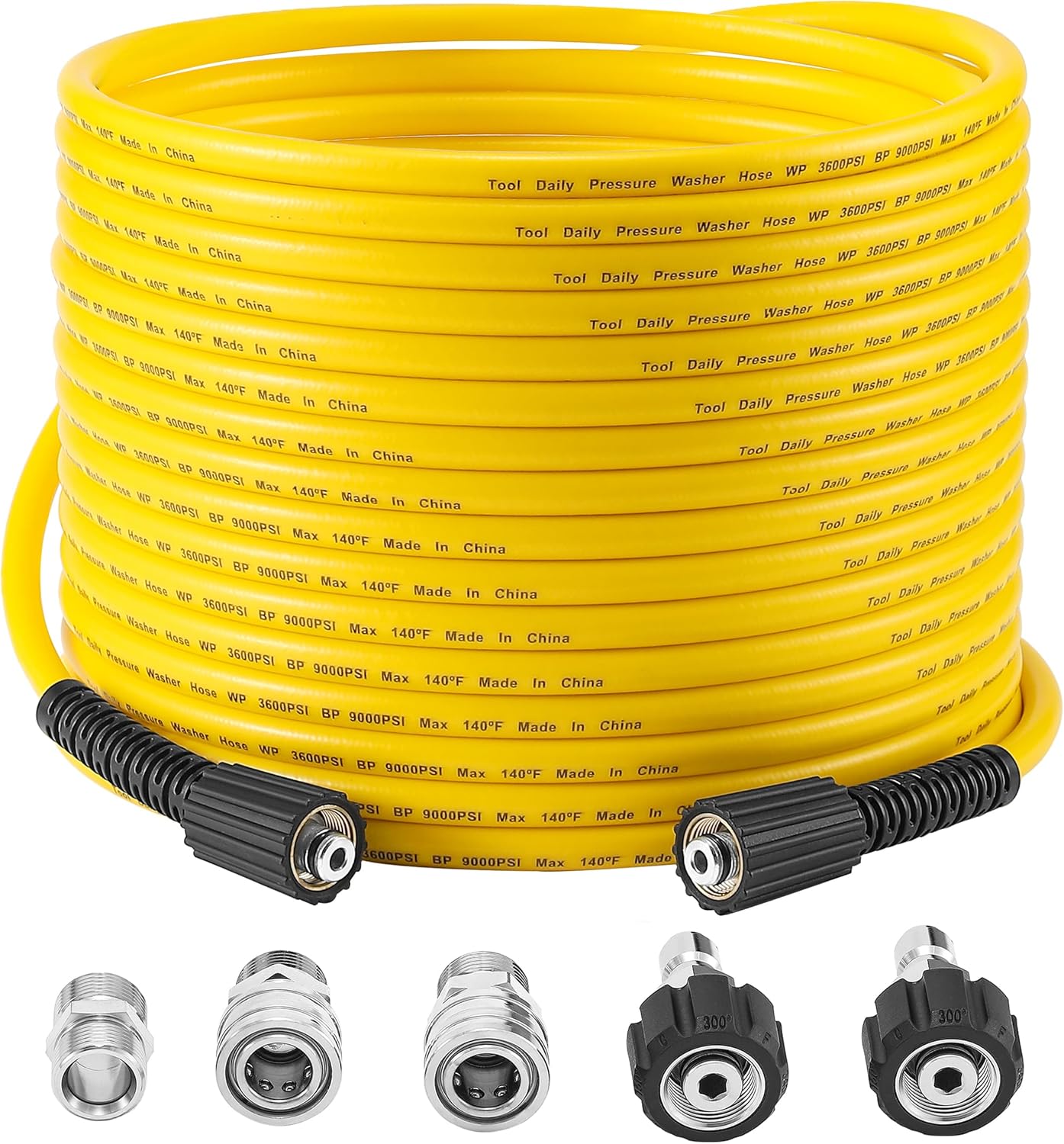 Tool Daily 50 FT Pressure Washer Hose for Gas & Electric Use