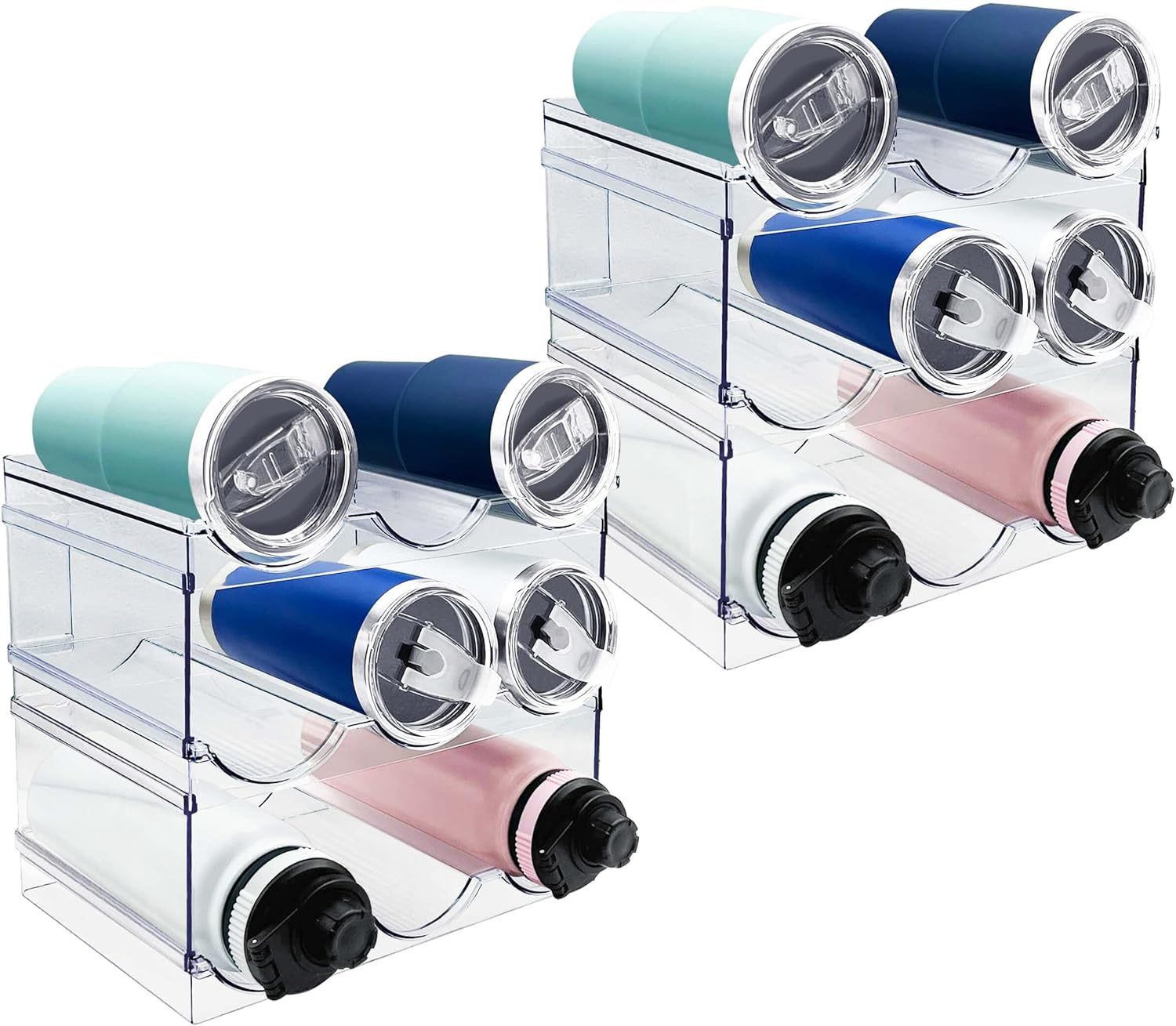 6 Pack Water Bottle Organizer for Kitchen and Pantry Storage
