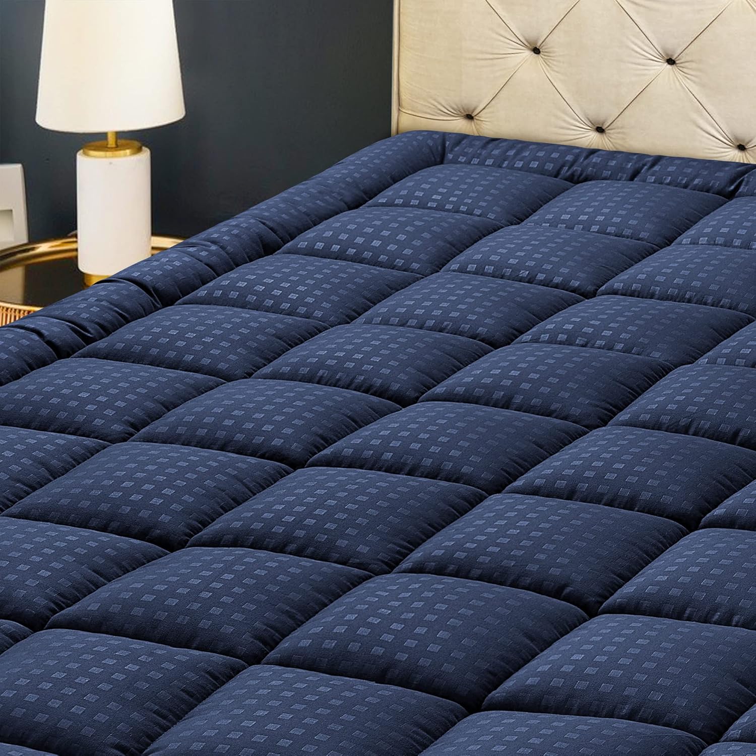 HYLEORY King Mattress Pad Quilted Fitted Cooling Protector