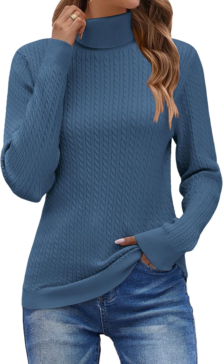 Zeagoo Womens Sweaters 2025 Turtleneck Cable Knit Long Sleeve