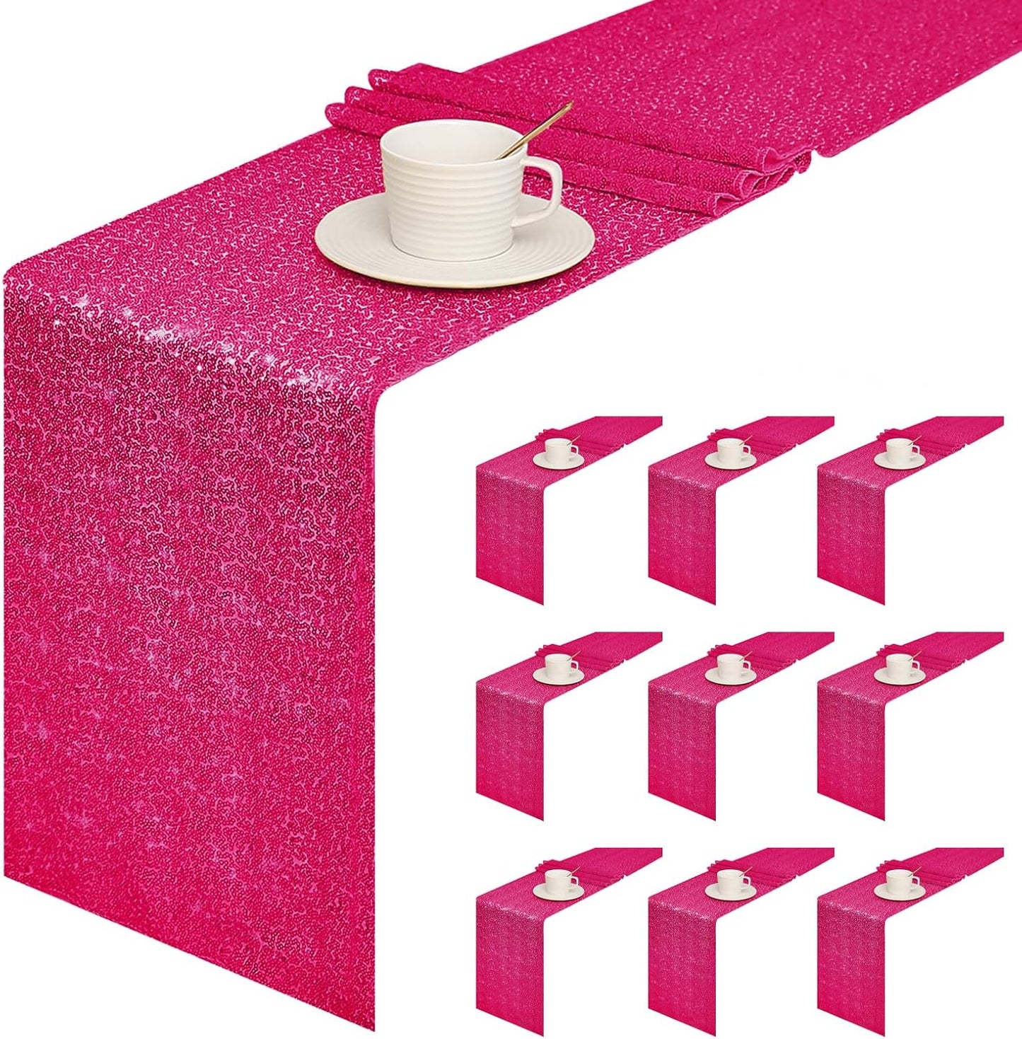 Glitter Hot Pink Sequin Table Runner for Celebrations and Events