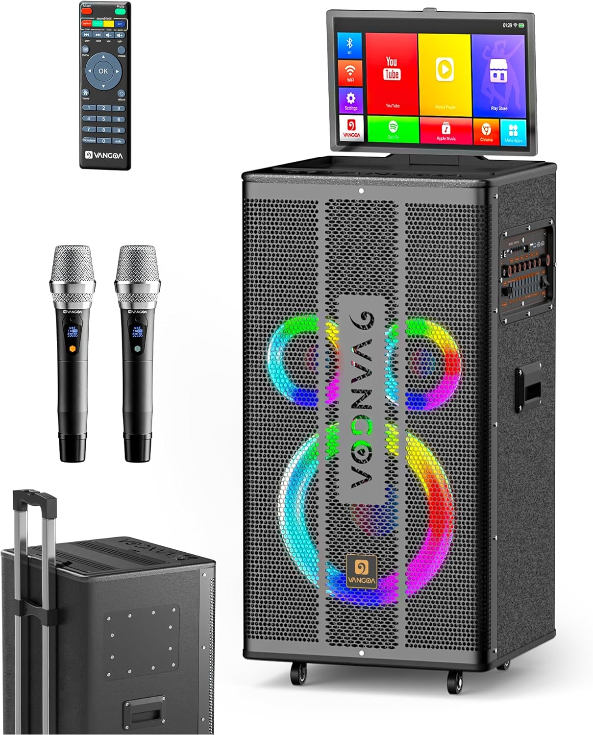 Vangoa Karaoke Machine: Lyrics Display, 2 Mics, Bluetooth