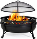 SUNCREAT Outdoor Patio Fire Pit 40in - Portable Mesh Spark Screen