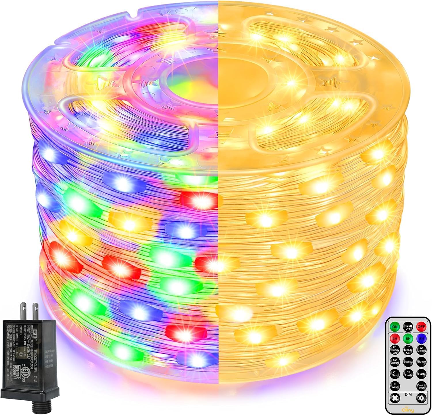 Ollny Christmas Lights 600LED 197FT Waterproof Fairy Lights