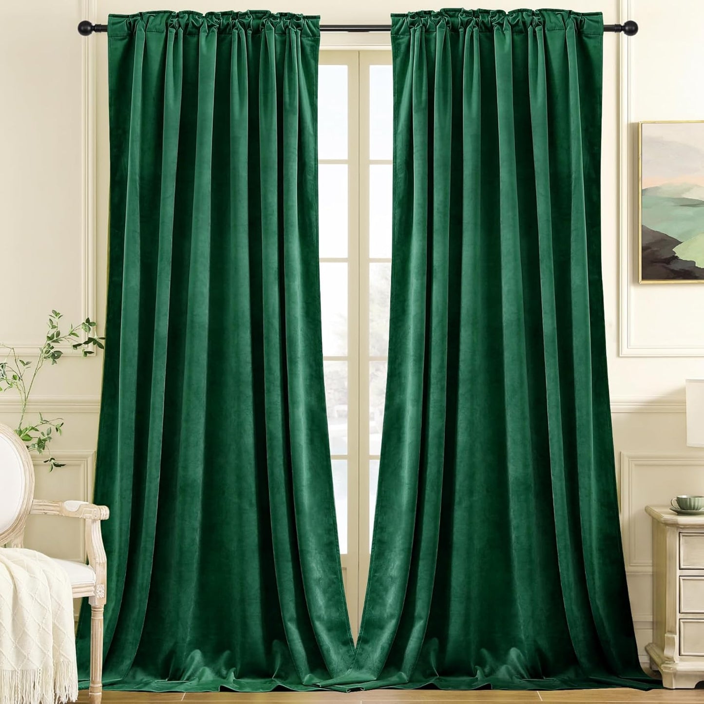 Luxury Emerald Green Blackout Curtains Set - Nemia