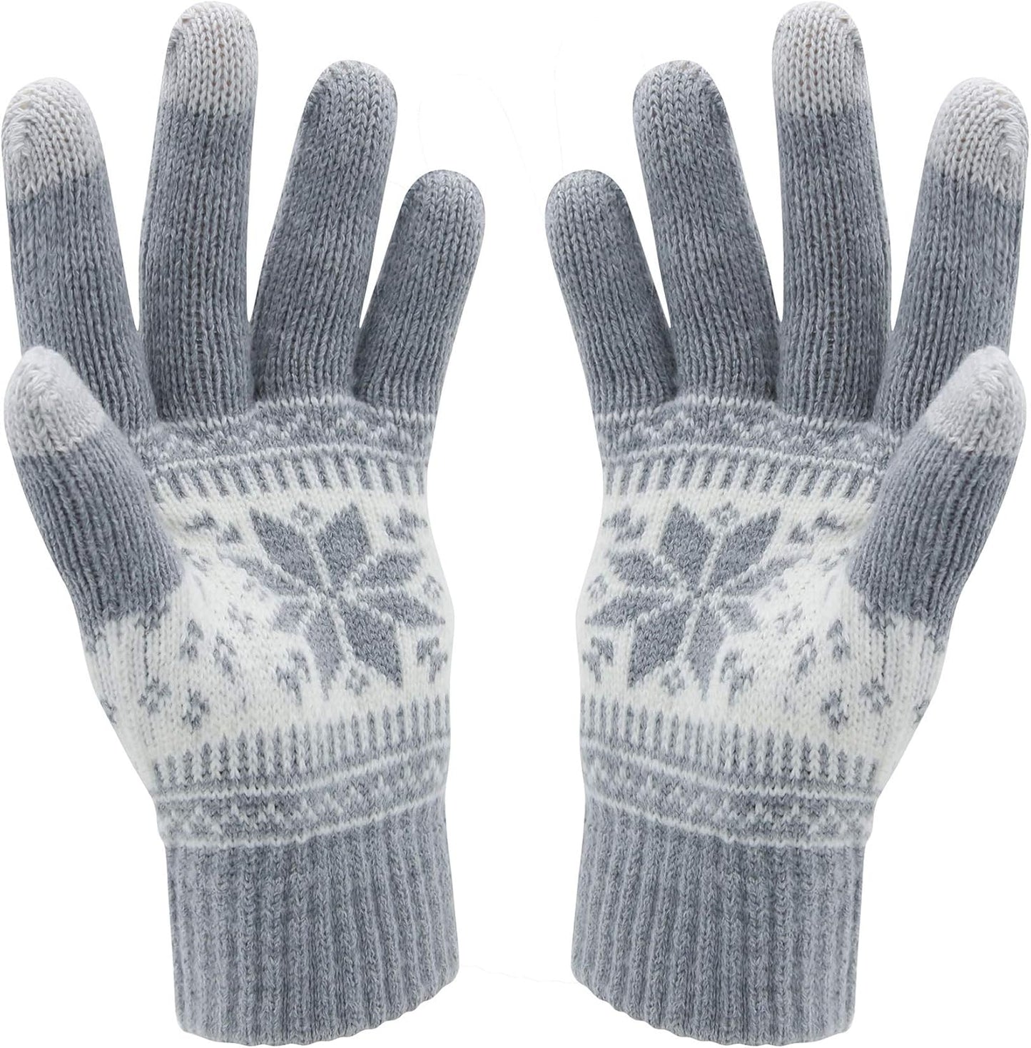 HTER Snow Flower Print Touch Screen Gloves - Warmth Guaranteed!