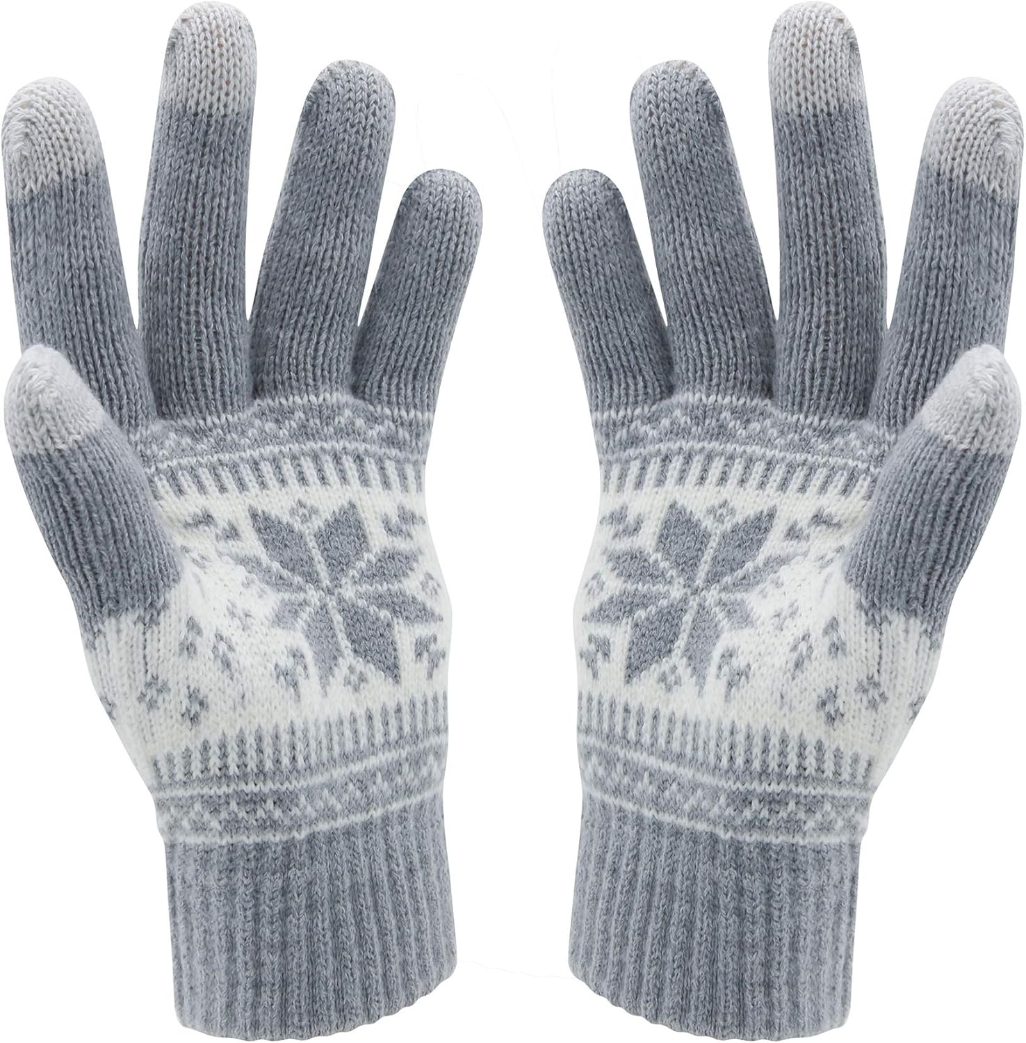 HTER Snow Flower Print Touch Screen Gloves - Warmth Guaranteed!