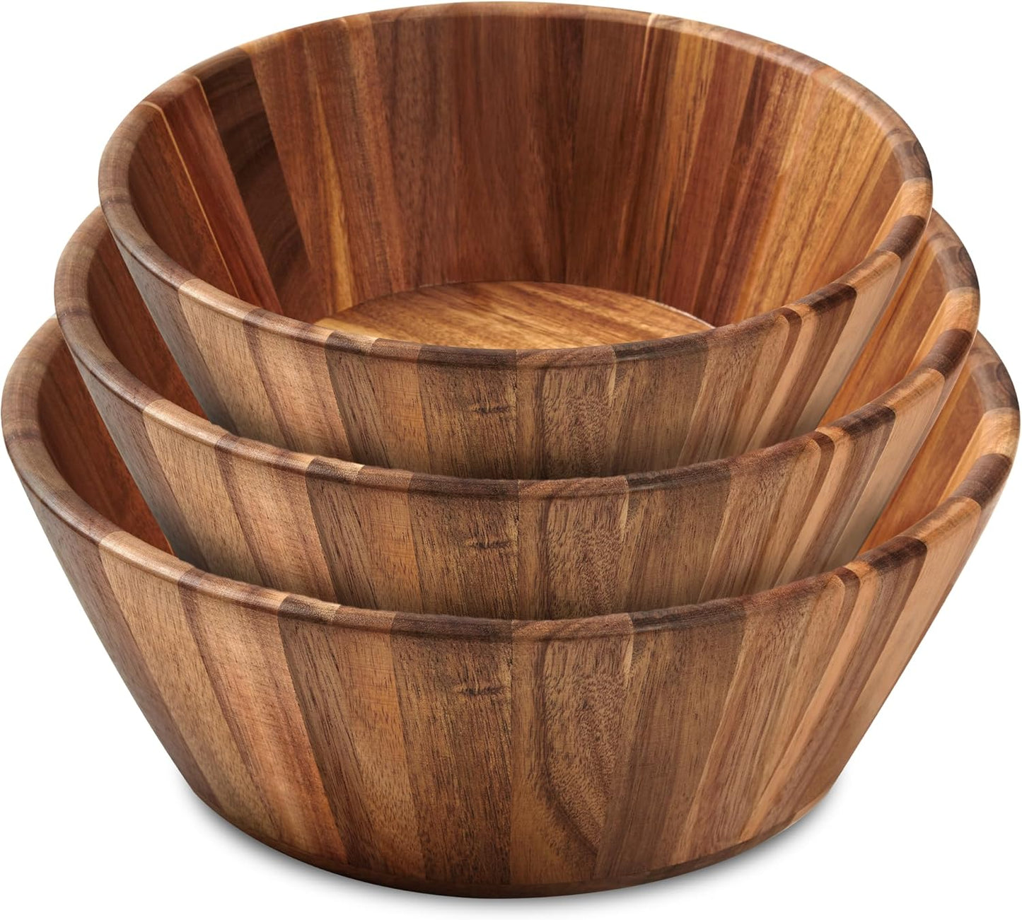 Wooden Bowls Set of 3 - Stylish Natural Wood Dining Accessory