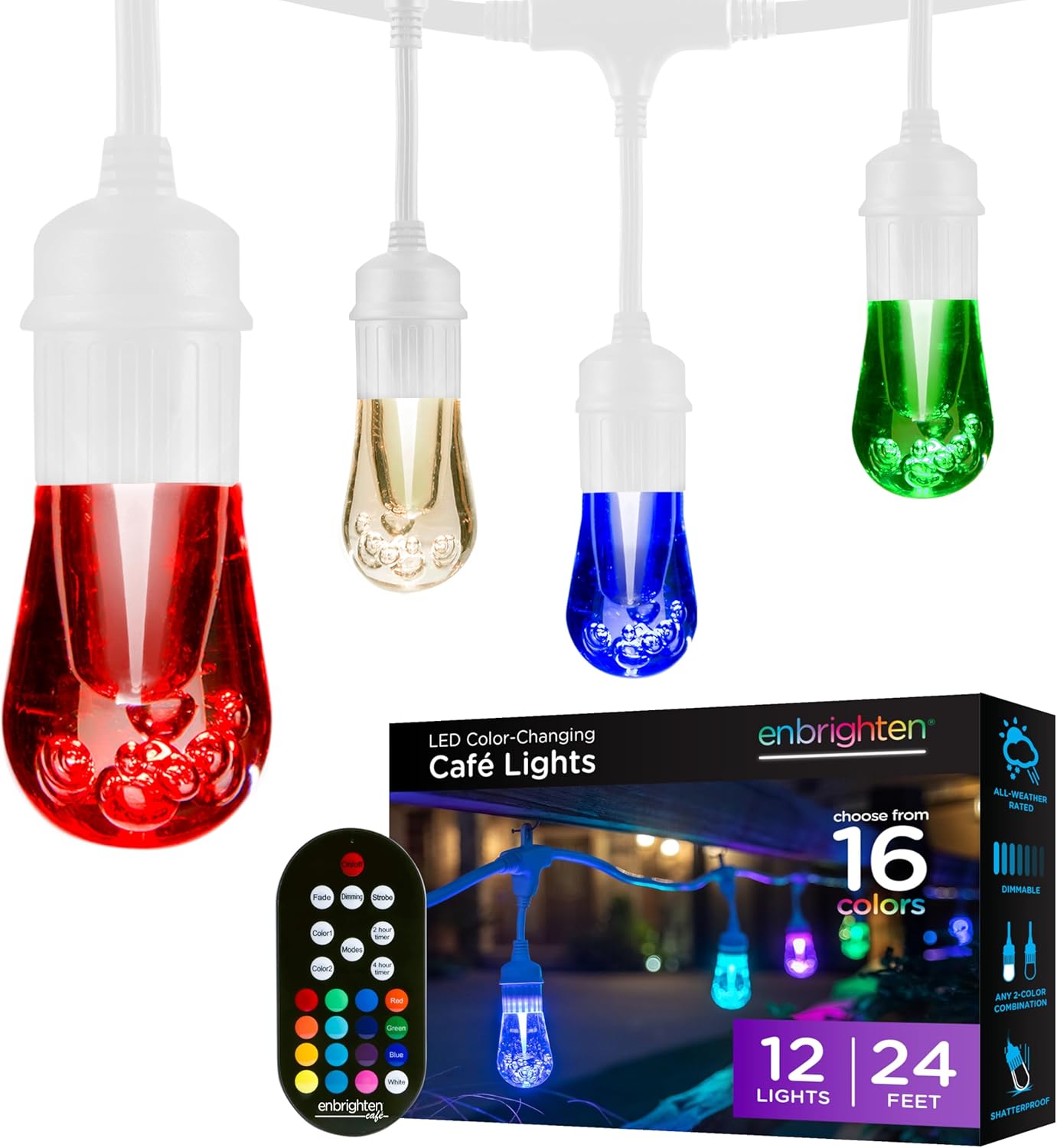 Enbrighten Premium Color Changing String Lights for Outdoor Use