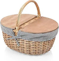 Country Vintage Picnic Basket with Lid - Classic Picnic for 2