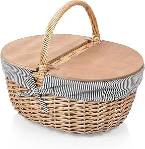 Country Vintage Picnic Basket with Lid for Perfect Picnics