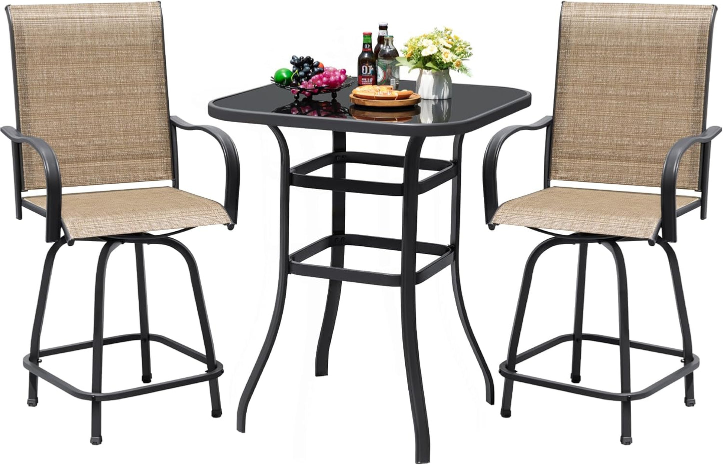 Devoko Patio Swivel Bar Set for Outdoor Dining and Relaxation