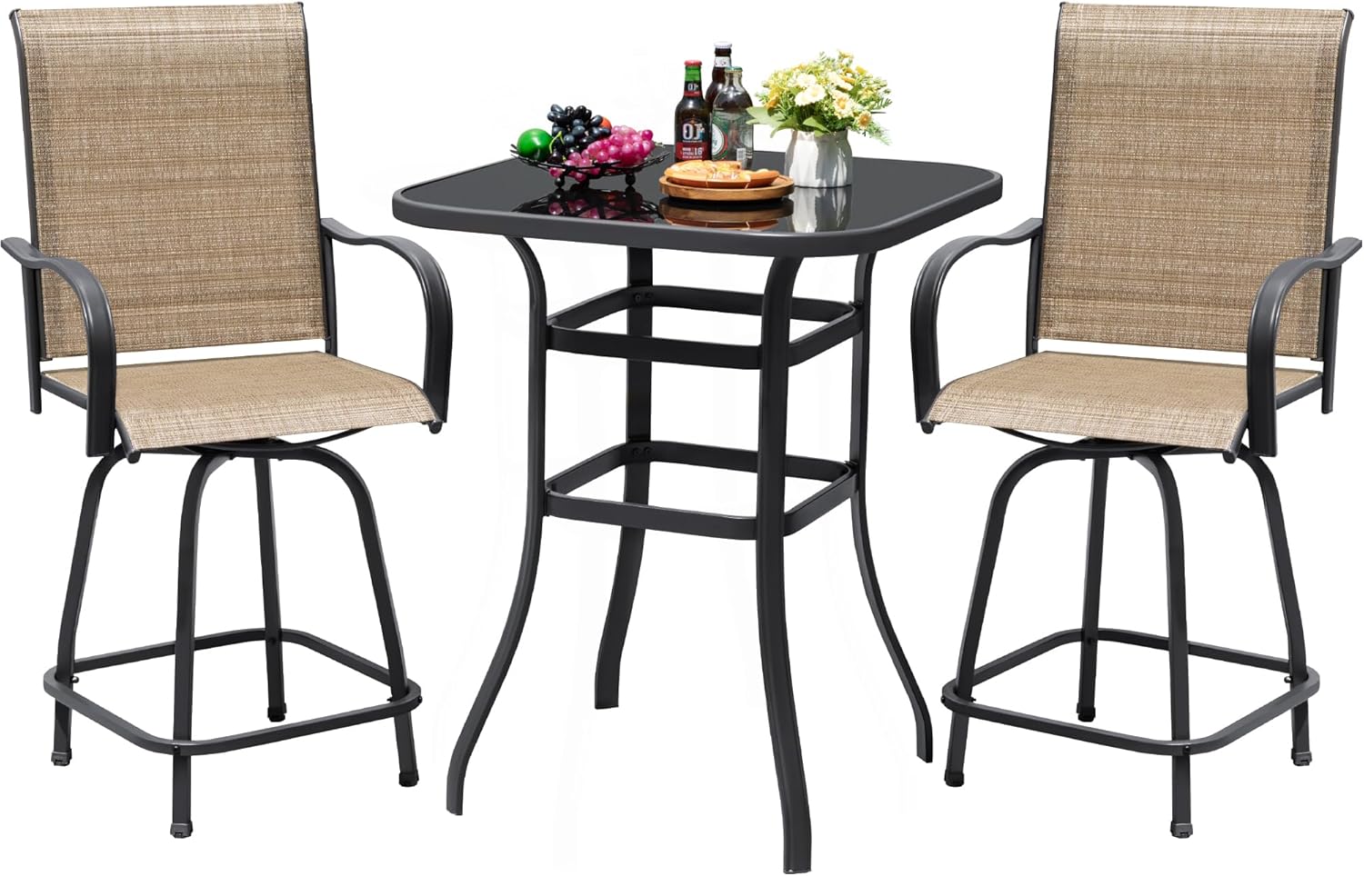 Devoko Patio Swivel Bar Set for Outdoor Dining and Relaxation