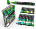 TOOLI-ART 22 Green Acrylic Paint Markers Set 3mm Medium Tip - Pro
