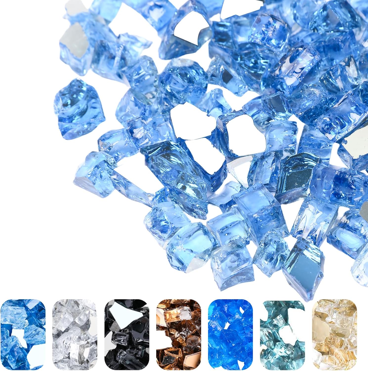 Reflective Pacific Ocean Blue Fire Glass for Fire Pits & Tables