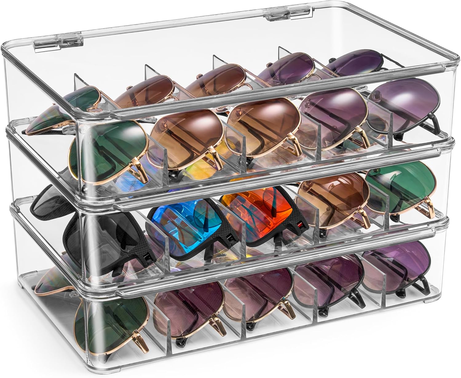 Sorbus Sunglasses Organizer - Stackable Eyeglass Case Storage