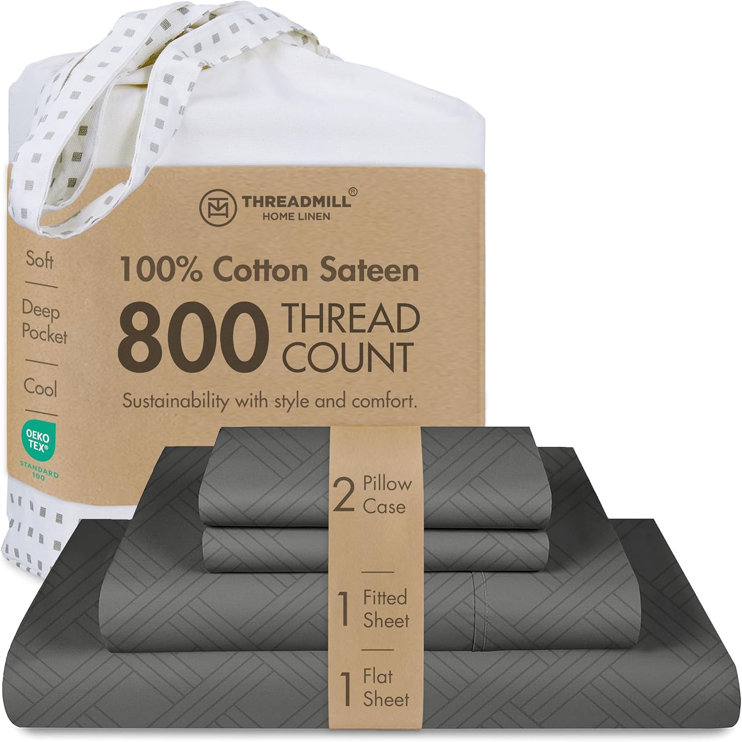 Luxury 100% Cotton Queen Bed Sheets - 800 Thread Count Jacquard