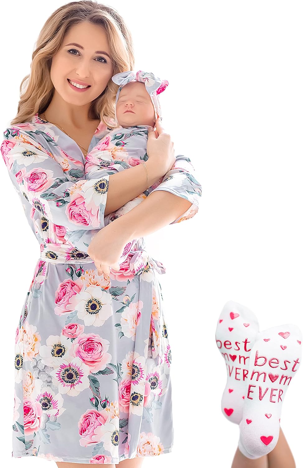 ECO BABY Mommy and Me Robe and Swaddle Set for New Moms