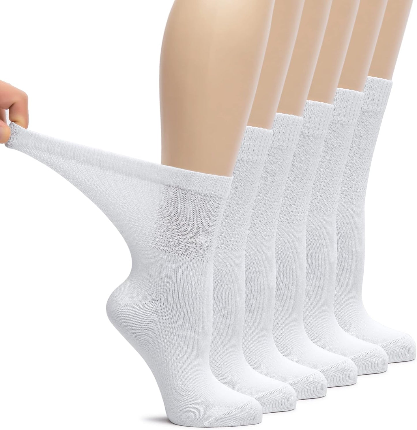 Hugh Ugoli Women's Loose Fit Diabetic Crew Socks for Comfort