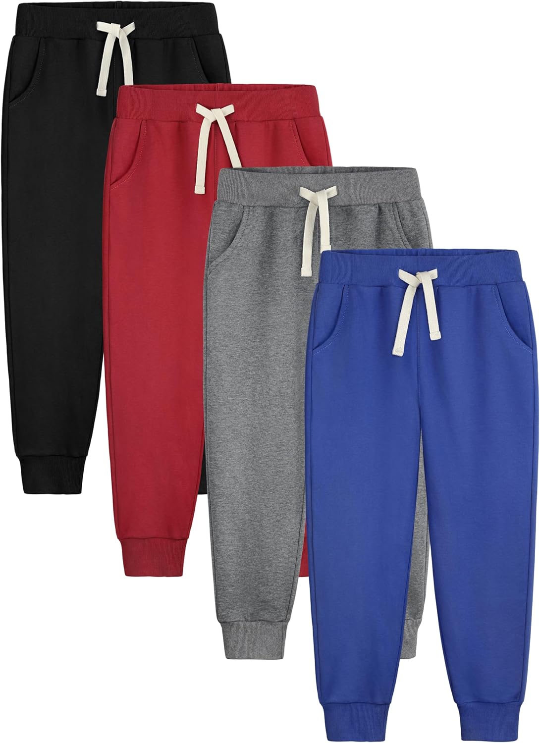 Boys Sweatpants Joggers 4 Pack Cotton Athletic Pants for Kids