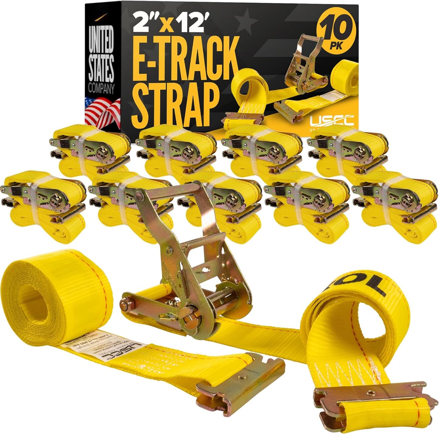 E-Track Ratchet Straps 10-Pack for Heavy Duty Cargo Control
