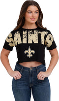 NFL Team Logo Ladies Distressed Crop Top - Petite Fit