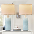 Table Lamps for Living Room Set of 2 - 20in Ceramic Blue Lamps