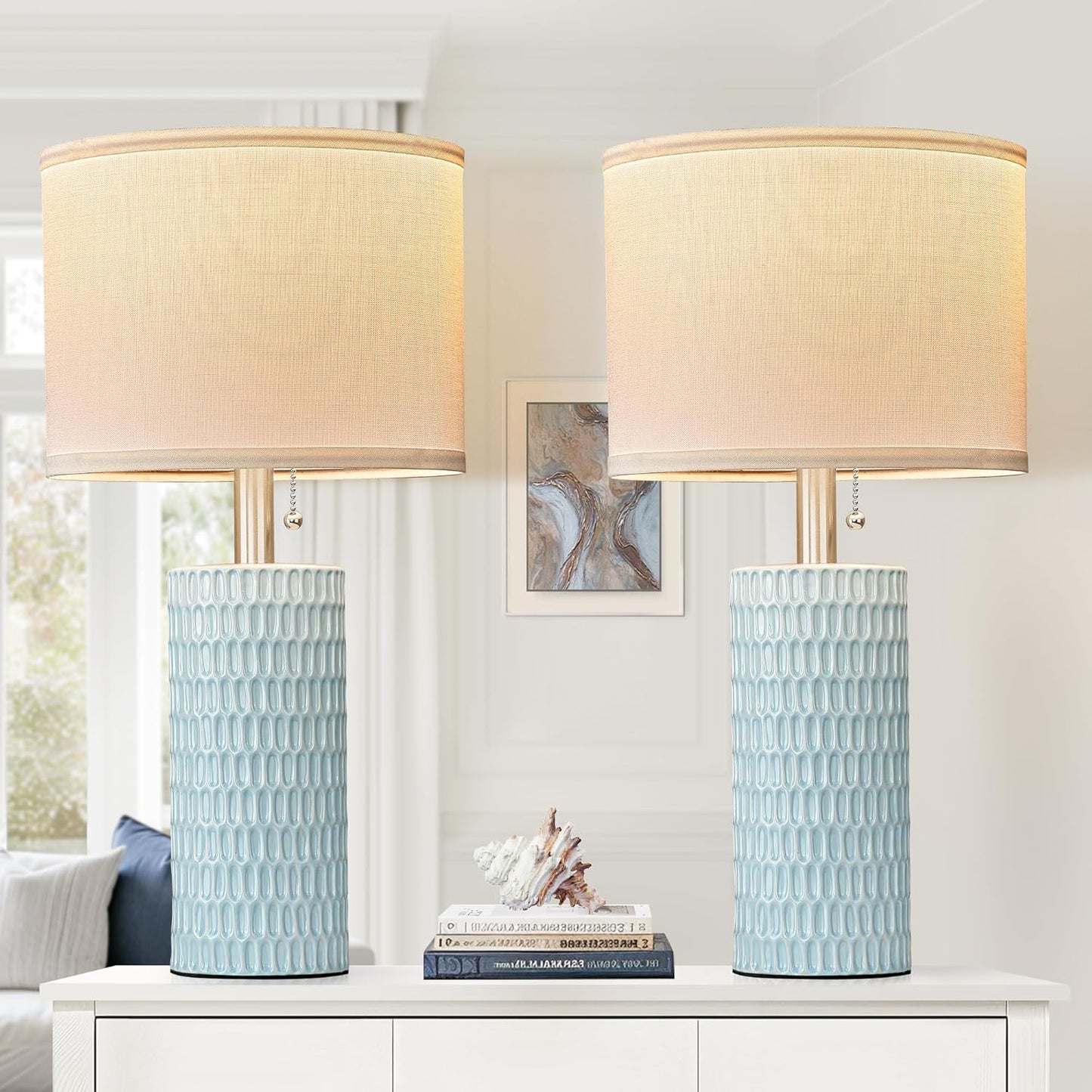 Elegant Ceramic Table Lamps Set of 2 for Living Room Decor