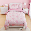 SANDJEST Bow Comforter Set Twin Size 68x86in - Cozy Kids Bedding