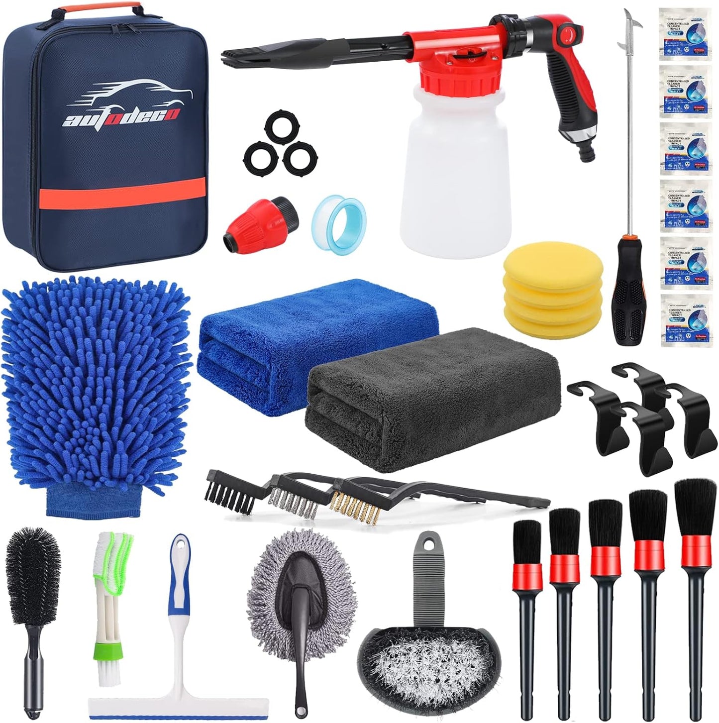AUTODECO 33Pcs Car Wash Detailing Kit for Complete Cleaning