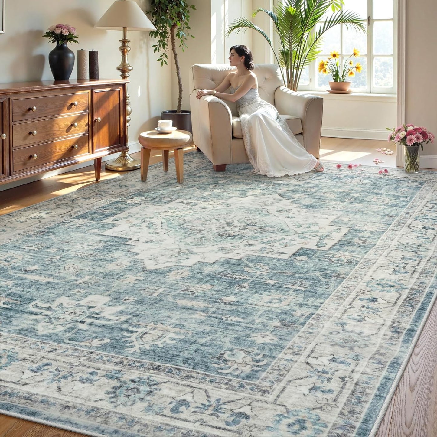 LIVEBOX Washable Area Rug 6x9 for Living Room and Dining Room