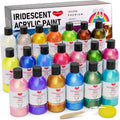 20 Colors Iridescent Acrylic Paint Set - Large Metallic Bottles