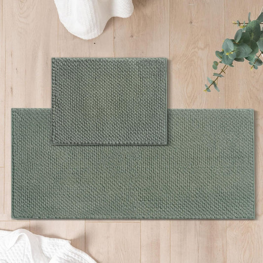 Chenille Bathroom Rugs Set - Soft, Non-Slip, Water Absorbent Mats