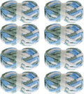 Tie Dye Chunky Yarn for Crocheting 8 Pack - Blue Fluffy Jumbo Chenille