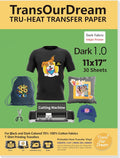 TransOurDream Dark Heat Transfer Paper for T Shirts - 30 Sheets