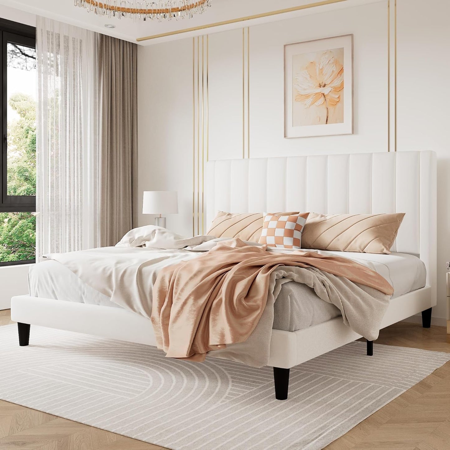 Luxurious Velvet Upholstered King Bed Frame for Stylish Comfort