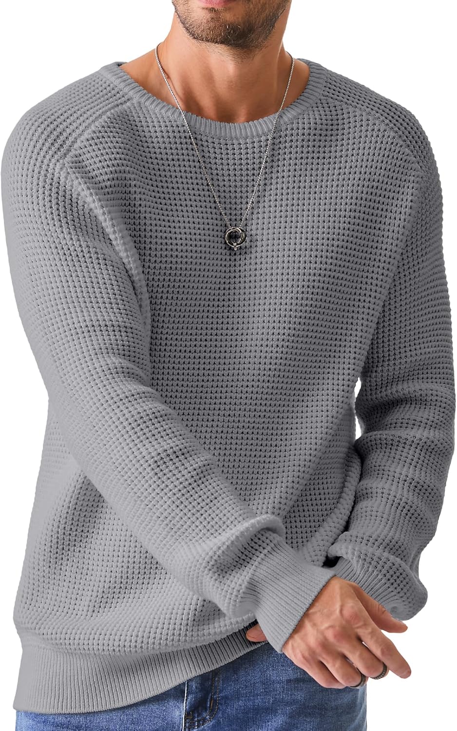 JMIERR Men's Crewneck Pullover Sweater for Casual Style
